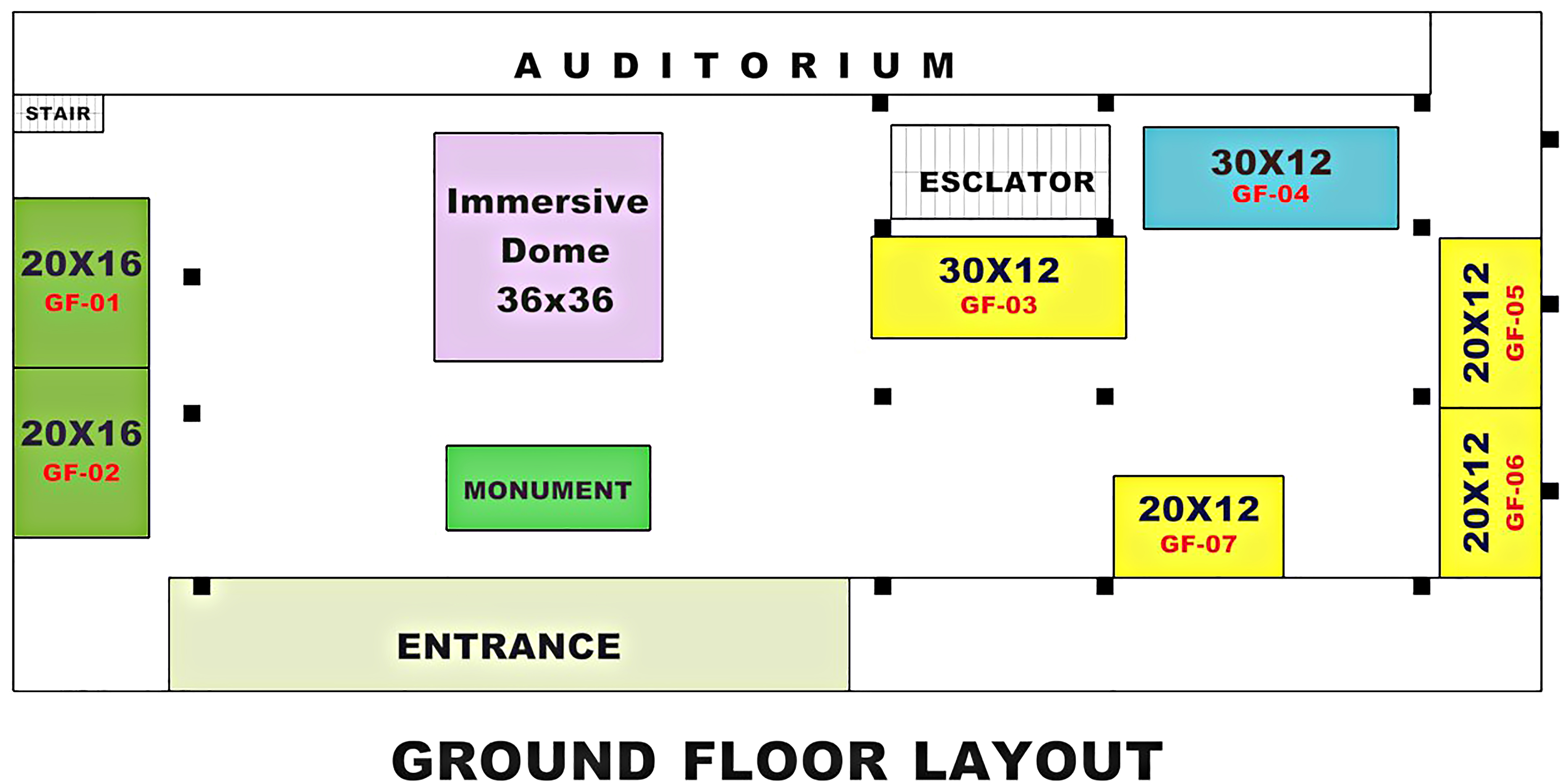 Indus RAS Expo 2026 ground floor plan showing Robo War, Immersive Dome, Opening Ceremony, and Networking Lounge areas